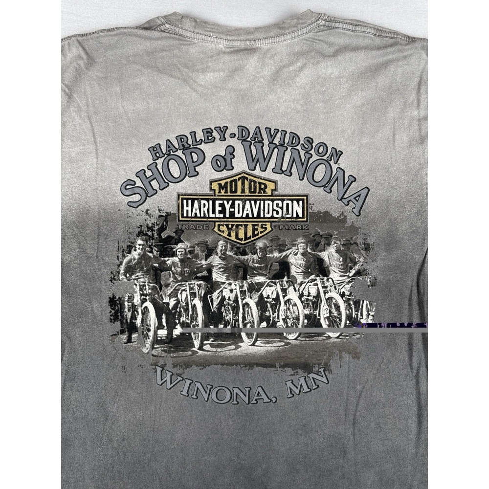Harley Davidson Twin V Eagle Gradient Fade Dealer T Shirt Winona MN Large - Picture 9 of 13